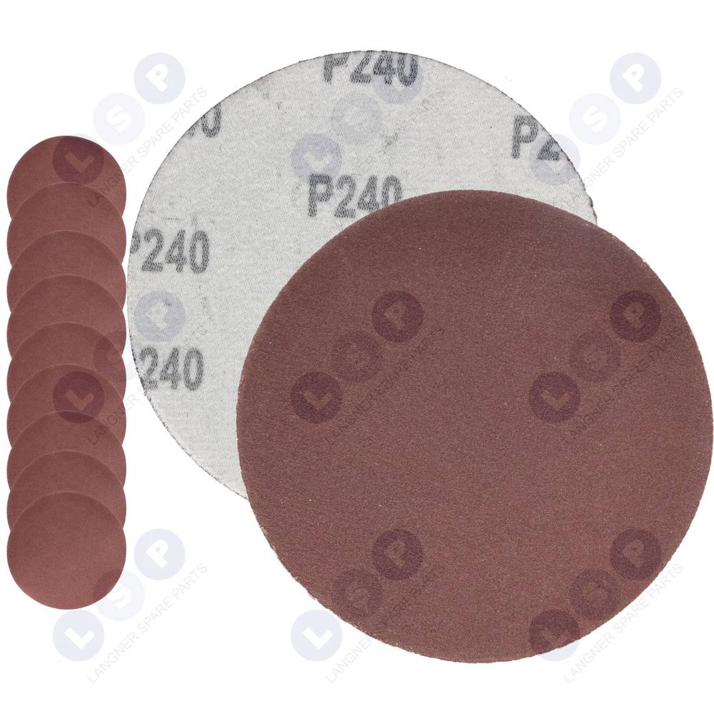 Brúsny papier, kotúče na suchý zips 125 mm pre uhlovú brúsku P240, 10 ks
